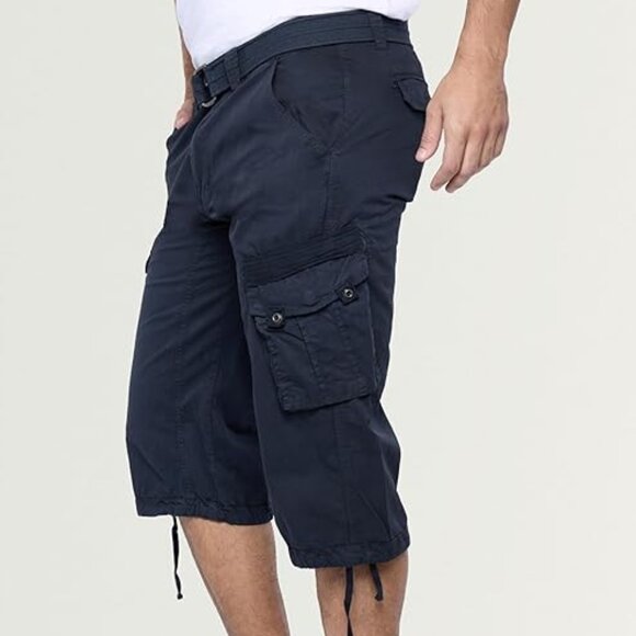 BRAND NEW Below Knee Length Mens Cargo Shorts, 3/4 Pants Navy